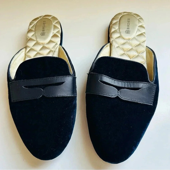 Birdies Navy The Phoebe Velvet Mule Slides - Picture 2 of 8